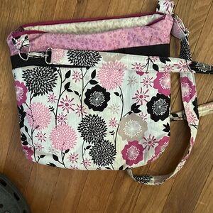 Floral Crossbody Bag in Pink, Black, and Cream